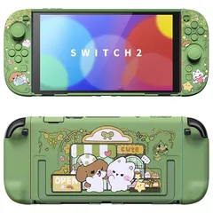 PlayVital Switch2対応保護ケース 可愛いハードカバーケース 着装したままドック対応 switch2背面キックスタンド使用可能 キズ防止 耐衝撃 サムグリップ＆ボタンキャップ＆ステッカー付属【森のパン屋さん】 1