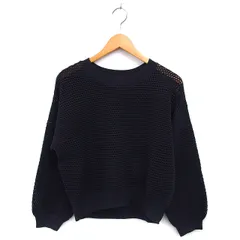 イェッカヴェッカ YECCA VECCA 透かし編み ニット セーター ワイド クロップド リブ クルーネック 長袖 F チャコールグレー /NT19