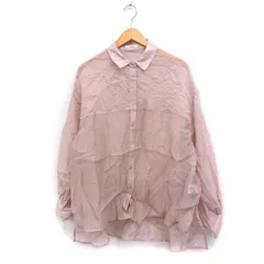 クラシカルエルフ CLASSICAL ELF シアー ストライプ シャツ ブラウス 長袖 ゆったり L ピンクベージュ /FT1