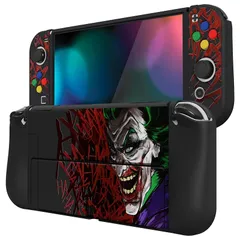 PlayVital ZealProtect Switch有機elに対応用ソフト保護シェル、Switch OLEDに対応用フレキシブルプロテクタージョイコングリップカバーサムグリップキャップとABXY方向ボタンキャップ付き【ピエロHahaha】 1