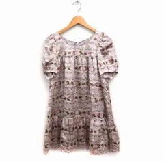 ジルスチュアート JILL STUART シルク フラワープリント ミニ ワンピース パフスリーブ 2 ピンク /FT18