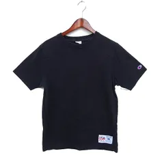 チャンピオン CHAMPION ショートスリーブ Tシャツ カットソー 丸首 袖ロゴ コットン 綿 S ブラック 黒 /FT10