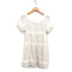 レッセパッセ LAISSE PASSE シアー レース ティアード ワンピース ミニ パフスリーブ バックリボン 38 アイボリー 白 /FT17