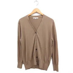23区 オンワード樫山 コットン ニット Vネック カーディガン 無地 38 ライトブラウン 薄茶 /FT13