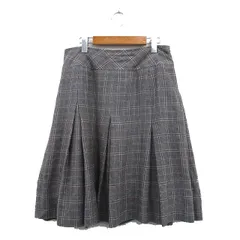 レリアン Leilian プリーツスカート ロング ウール チェック 11 グレー 灰 /KT6