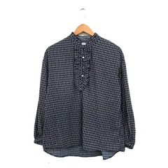 アウィーエフ AuieF ブラウス シャツ 長袖 フリル 総柄 ネイビー 紺 /KT18