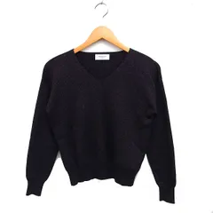 オペークドットクリップ OPAQUE.CLIP ラメ混 Vネック ニット セーター 長袖 38 M ブラック 黒 /FT41