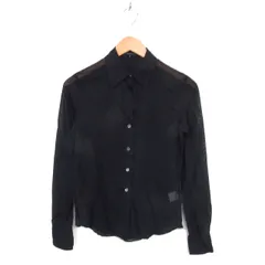 セオリー Theory シアー ステンカラー シャツ ブラウス コットン 綿 ラウンドヘム 長袖 2 黒 ブラック /NT25