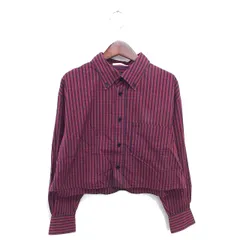 マカフィー MACPHEE トゥモローランド シャツ ブラウス ボタンダウン チェック クロップド ストレッチ 長袖 36 ダークレッド 赤 /TT8