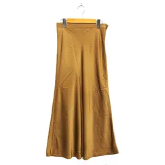 アダムエロペ Adam et Rope' フレア マキシ スカート 光沢 サイドジップ 無地 38 キャメル /NT19