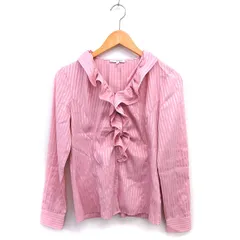 ナラカミーチェ NARA CAMICIE フリル シャツ ブラウス ストライプ 比翼仕立て 長袖 1 ピンク /NT1