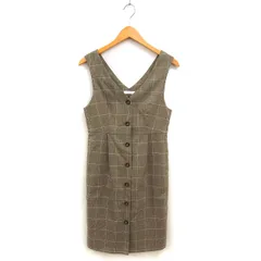 エージーバイアクアガール AG by aquagirl グレンチェック ジャンパースカート フレア ひざ丈 フロントボタン M 茶 ブラウン /NT5