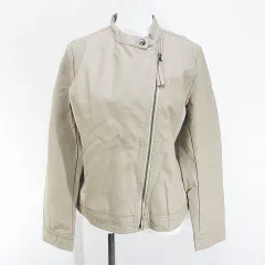 アーバンリサーチ サニーレーベル URBAN RESEARCH Sonny Label ライダース ジャケット レザー調 38 ベージュ系 ジップアップ 切替 裏地 無地