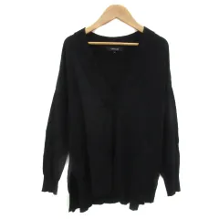 アンタイトル UNTITLED ニット カットソー 長袖 Vネック 無地 オーバーサイズ 2 黒 ブラック /YS13