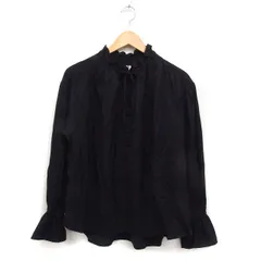 オペークドットクリップ OPAQUE.CLIP キャンディースリーブ ブラウス 長袖 フリルリボンネック 無地 36 S ブラック 黒 /FT32