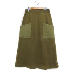 アズールバイマウジー AZUL by moussy キルティング デザイン Aライン スカート ロング 無地 コットン 綿 M カーキ /FT12