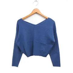 フリーズマート Free's Mart Vネック ニット セーター 長袖 クロップド丈 無地 F サックスブルー 青 /FT11