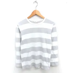 アニエスベー agnes b. カットソー Tシャツ ボーダー ボートネック 綿 コットン 長袖 ホワイト グレー 白 /TT27