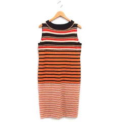 ユニクロ UNIQLO マルニ MARNI タグ付き ニット Iライン ワンピース ロング ボーダー ノースリーブ ボートネック L オレンジ /NT1