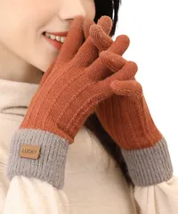 [Elixio] エリクシオ 手袋 あったか 暖かい レディース カジュアル てぶくろ ニット グローブ スマホ対応 裏起毛 防寒 防風 保温 柔らかい 伸縮性 可愛い 通勤 通学 自転車 バイク 冬 おしゃれ (オレンジ) [オレンジ]