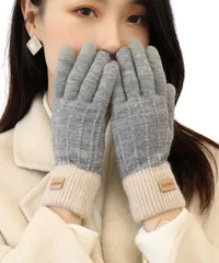 [Elixio] エリクシオ 手袋 あったか 暖かい レディース カジュアル てぶくろ ニット グローブ スマホ対応 裏起毛 防寒 防風 保温 柔らかい 伸縮性 可愛い 通勤 通学 自転車 バイク 冬 おしゃれ (グレー) [グレー]