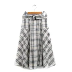 アプワイザーリッシェ Apuweiser-riche フレア スカート ロング ベルト チェック 0 アイボリー 白 /KT6