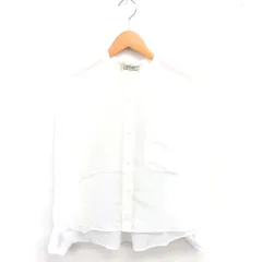 ブランバスク blanc basque シャツ ブラウス バンドカラー シアー シルク混 リブ袖 長袖 38 アイボリー /TT17