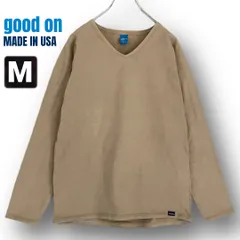 good on グッドオン★リブ無しVネックロンT/5.5オンスのロングスリーブTシャツ★USA製★顔料染めコヨーテ★メンズM    #2603M023のサムネイル