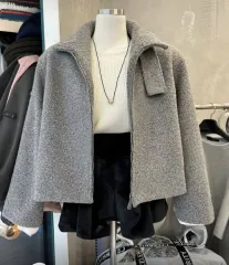 ウール モーシック グレー ショート コート