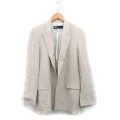 ザラ ZARA テーラードジャケット ブレザー トッパー リネン シンプル XS アイボリー 白 /KT5