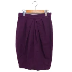アナイ ANAYI タック タイト スカート ひざ丈 ウール スリット バックジップ 38 紫 パープル /NT19