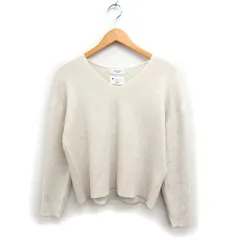 オペークドットクリップ OPAQUE.CLIP Vネック ニット セーター 長袖 ラメブレンド ウール混 36 S オフホワイト 白 /FT49