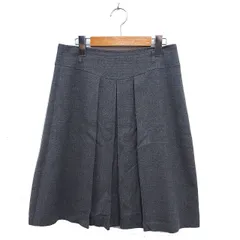 ロペ ROPE フレア スカート ひざ丈 ウール混 タック バックジップ 40 グレー /NT12