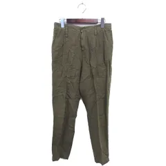 マカフィー MACPHEE トゥモローランド リネン テーパード パンツ センタープレス タック 透け感 ジップフライ 38 カーキ /NT9