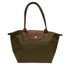 LONGCHAMP(ロンシャン) ショルダーバッグ ル・プリアージュオリジナル カーキ×ダークブラウン 折りたたみ レザー