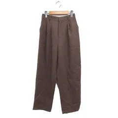ムルーア MURUA タック ワイドパンツ フルレングス リネンブレンド 無地 F ブラウン 茶 /FT13
