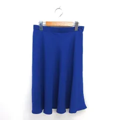 ナチュラルビューティーベーシック NATURAL BEAUTY BASIC フレア スカート ひざ下丈 薄手 サイドジップ M 青 ブルー /TT