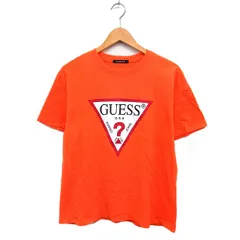 ゲス GUESS ロゴプリント Tシャツ カットソー クルーネック 半袖 コットン 綿 M オレンジ /FT28