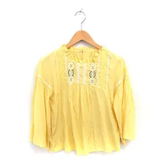 グローバルワーク GLOBAL WORK ブラウス カットソー プルオーバー レース 刺繡 七分袖 M 黄 イエロー /TT
