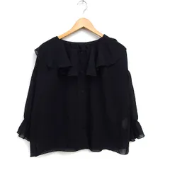 クラシカルエルフ CLASSICAL ELF シアー シャツ ブラウス フリルカラー 七分袖 無地 L ブラック 黒 /FT25