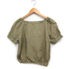 スリークォーター three Quarter オフショルダー ブラウス 半袖 無地 コットン 綿 M カーキ /FT11