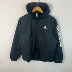 adidas アディダス フルジップ パーカー ウィンドブレーカー ロゴプリント ブラック Mサイズ メンズ 古着 ストリート スポーツMIX