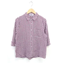 チャオパニック ティピー CIAOPANIC TYPY シャツ ブラウス チェック ステンカラー 薄手 七分袖 ONE 赤紫 白 ボルドー ホワイト /TT