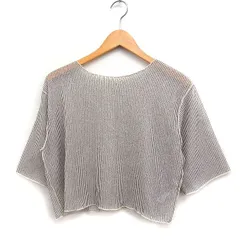 ローリーズファーム LOWRYS FARM シアー ラッセル ショート丈 Tシャツ カットソー 半袖 ストライプ F ベージュ /FT26