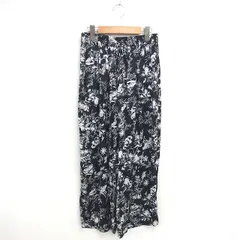 ドレスキップ DRESKIP ワイド イージー パンツ ハイウエスト 総柄 薄手 L ブラック ホワイト 黒 白 /TT