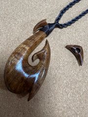 ボーンカービング ネックレス(hksw14)Lサイズ ハワイアンコア×マッコウ