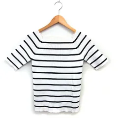 ロペピクニック ROPE Picnic リブ ボーダー カット ラグランスリーブ スクエアネック 五分袖 38 白 ホワイト /NT24