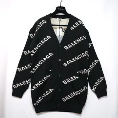 BALENCIAGA バレンシアガ All Over Logo CARDIGAN オールオーバー ロゴ カーディガン Sサイズ ブラック ホワイト 555275T1471 新品未使用のサムネイル