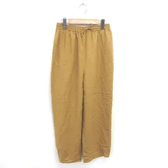 サルーン saloon ワイド パンツ ハイウエスト ウエストゴム リネン 薄手 F マスタード /TT