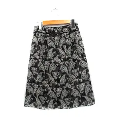 アリスバーリー Aylesbury フレア スカート 膝丈 レース ペイズリー柄 ブラック 黒 /KT30